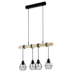 Eglo TOWNSHEND 5 hanglamp staal, hout zwart, bruin H: 1100 mm