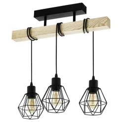 Eglo TOWNSHEND 5 Plafondarmaturen staal, hout zwart, bruin H: 360 mm Online