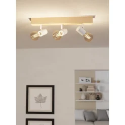 Eglo TOWNSHEND 3 spot hout, staal bruin, wit Online