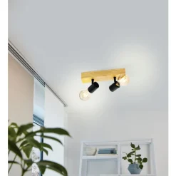 Eglo TOWNSHEND 3 spot hout, staal bruin, zwart Online