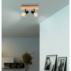 Eglo TOWNSHEND 3 spot hout, staal bruin, zwart Online