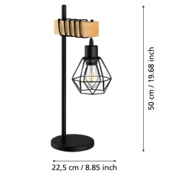 Eglo TOWNSHEND 5 Tafellampen staal, hout zwart, bruin H: 500 mm Clearance