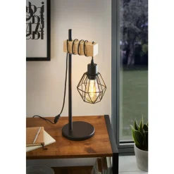 Eglo TOWNSHEND 5 Tafellampen staal, hout zwart, bruin H: 500 mm Clearance