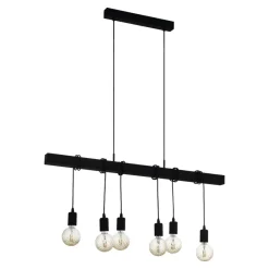 Eglo TOWNSHEND hanglamp staal zwart / Hout zwart H: 1100 mm Hot