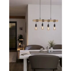 Eglo TOWNSHEND hanglamp staal, hout zwart, bruin H: 1100 mm Outlet