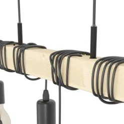 Eglo TOWNSHEND hanglamp staal, hout zwart, bruin H: 1100 mm