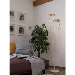 Eglo TOWNSHEND Staande lampen staal wit / Hout bruin H: 1665 mm Best