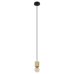 Eglo TURIALDO hanglamp hout, staal bruin, zwart H: 1100 mm | Ø 105 mm Discount