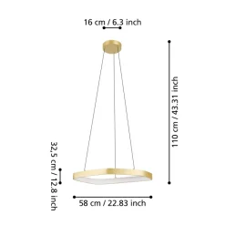 Eglo VALLEROSA hanglamp aluminium, staal geelkoper-geborsteld / Kunststof wit H: 1100 mm | Ø 580 mm New