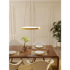 Eglo VALLEROSA hanglamp aluminium, staal geelkoper-geborsteld / Kunststof wit H: 1100 mm | Ø 580 mm New