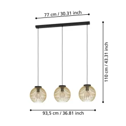 Eglo VENEZUELA hanglamp staal zwart, goud H: 1100 mm