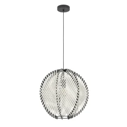 Eglo WAVERTON hanglamp staal zwart / textiel, hout wit, zwart H: 1100 mm | Ø 480 mm New