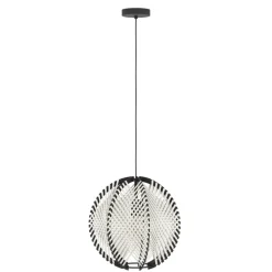 Eglo WAVERTON hanglamp staal zwart / textiel, hout wit, zwart H: 1100 mm | Ø 400 mm Discount