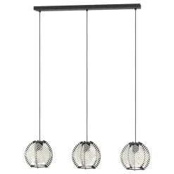 Eglo WAVERTON hanglamp staal zwart / textiel, hout wit, zwart H: 1100 mm Outlet