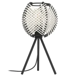 Eglo WAVERTON Tafellampen staal zwart / textiel, hout wit, zwart H: 400 mm | Ø 220 mm New