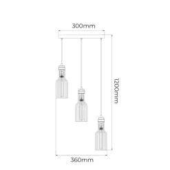 Fantasia BIZUM pendel 3x E27 zwart + koper