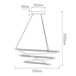 Fantasia BOA Pendent 105W SMD 3000K dimm ø900mm white 3m kabel Hot