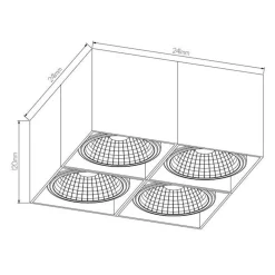 Fantasia BOX-4L square white incl. 4x AR111 12W 2700K 1130 lm Best