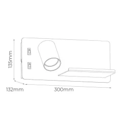 Fantasia DUSK wandl links + USB GU10 (excl) + LED 7W 2700K zwart + geb staal Hot