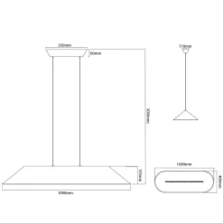 Fantasia FONIC 23W LED Pendel 1090x401mm dimbaar vilt donker / licht grijs New