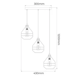 Fantasia JOTI pendel 3x E27 zwart + koper Outlet