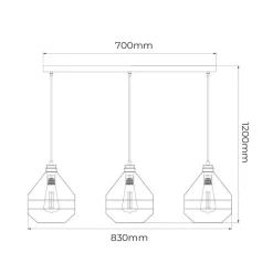 Fantasia JOTI pendel 3x E27 zwart + koper Discount