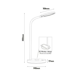 Fantasia NONI LED Bureaulamp 5,5W 3-staps dimbaar + QI lader zwart Sale