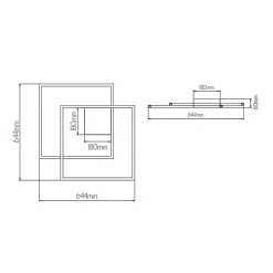 Fantasia NORI LED 56W 3000K zwart 675x615x60 dimbaar
