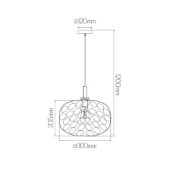 Fantasia OKIRU PENDEL 1xE27 GOUD +ASGRIJS GLAS Ø30cm New