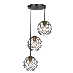 Fantasia ONDA pendel 3x E27 zwart + geborsteld goud Clearance