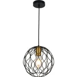 Fantasia ONDA pendel 1x E27 Ø23cm zwart + geborsteld goud Outlet