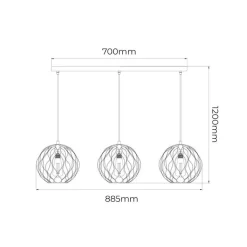 Fantasia ONDA pendel 3x E27 wit + geborsteld goud Clearance