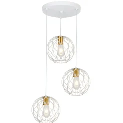 Fantasia ONDA pendel 3x E27 wit + geborsteld goud Discount