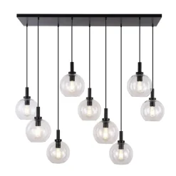 Fantasia OSIRA Pendel E27 9L Zwart, helder glas 9x Ø200mm New