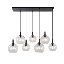 Fantasia OSIRA Pendel E27 7L Zwart, helder glas 3x Ø200mm, 4x Ø250mm Clearance