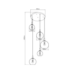 Fantasia OSIRA Pendel E27 5L Zwart, helder glas