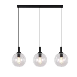 Fantasia OSIRA Pendel E27 3L Zwart, helder glas 3x Ø200mm Discount