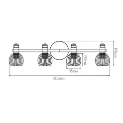 Fantasia RAGA Plafond licht balk 4x zwart / brons Clearance
