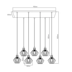 Fantasia SHURU 7x E27 pendel zwart+koper