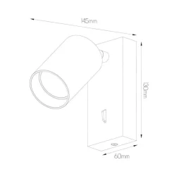Fantasia TABOO 1L GU10 (excl) zwart, wand licht + schakelaar