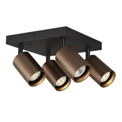 Fantasia TABOO 4L SQ GU10 (excl) zwart + geborsteld brons, spot Discount