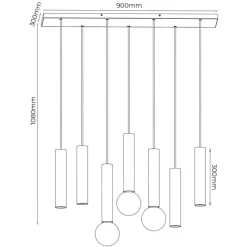 Fantasia TABOO pendel 7L 4xGU10 (excl) 3xE27 (excl) zwart + geborsteld brons New