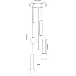 Fantasia TABOO pendel 5L 2xGU10 (excl) 3xE27 (excl) zwart + geborsteld goud Sale