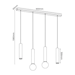 Fantasia TABOO pendel 4L 2xGU10 (excl) 2xE27 (excl) zwart + geborsteld staal Outlet
