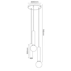Fantasia TABOO pendel 3L 1xGU10 (excl) 2xE27 (excl) zwart + geborsteld goud