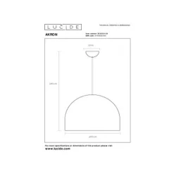 Lucide AKRON Hanglamp-Grijs-Ø50-1xE27-40W-Metaal Outlet