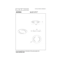 Lucide ANDREAS Plafonnière-Mat Go.-Ø39,6-LED-30W-2700K