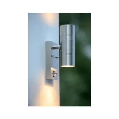 Lucide ARNE-LED - Wandspot Buiten - Ø 6,3 cm - LED - GU10 - 2x5W 2700K - IP44 - Mat chroom Hot