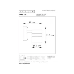 Lucide ARNE-LED Wandlicht 1xGU10/5W Zwart Discount