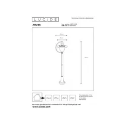 Lucide ARUBA - Lantaarnpaal Buiten - 1xE27 - IP44 - Zwart New